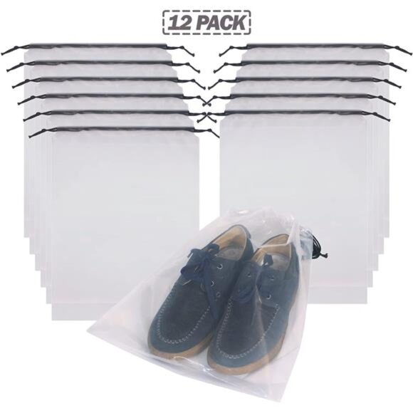 Set of 12 Transparent Shoe Bags for Travel Large Clear Shoes Storage Organizers - Picture 15 of 16